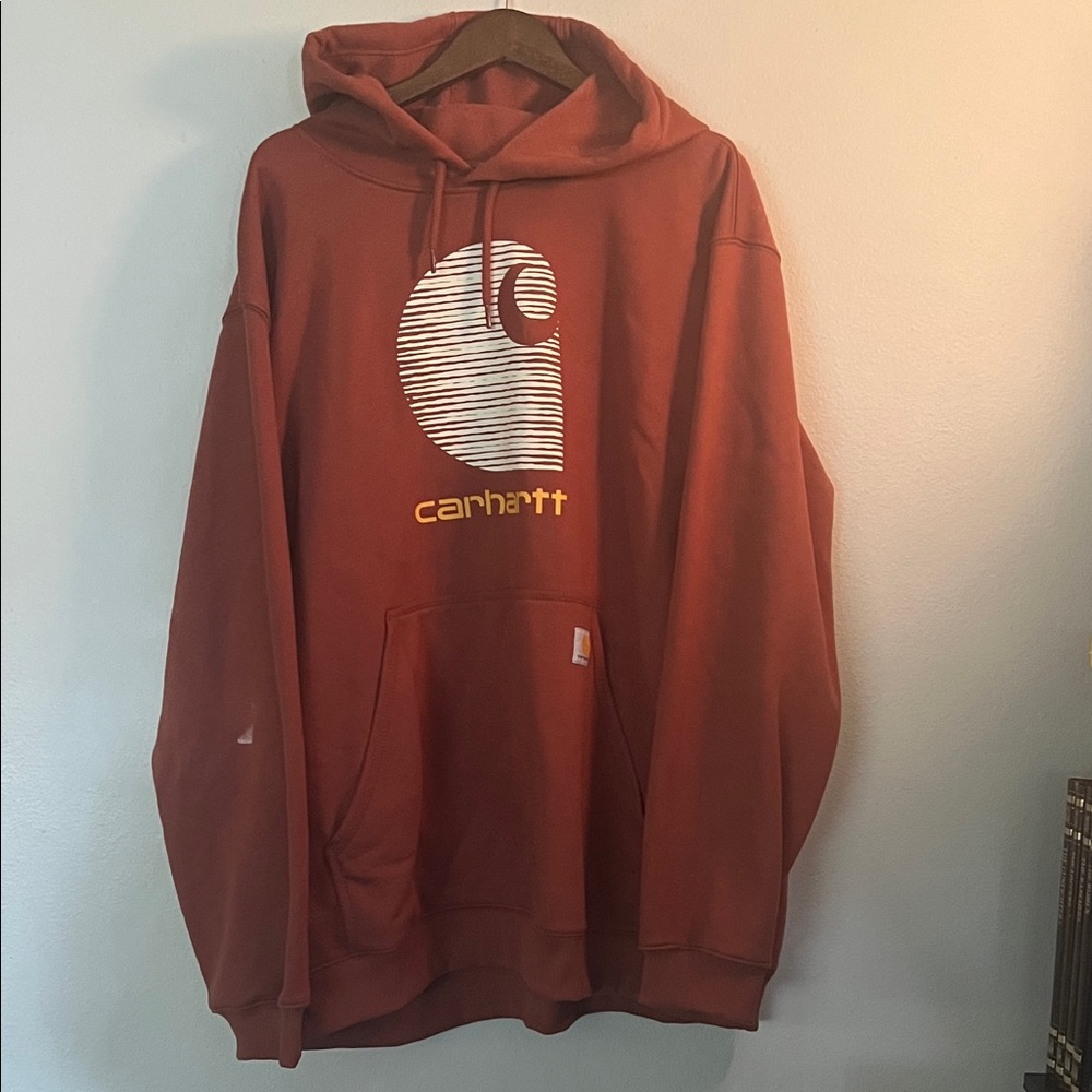 Carhartt Men's Burnt Orange Hooded Logo Sweatshirt